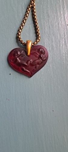 Lalique roter herz anhänger - lalique,